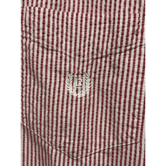 Chaps Shirt Mens 2XL Red White Striped Short Sleeve Button Down Cotton Pocket - Picture 4 of 9